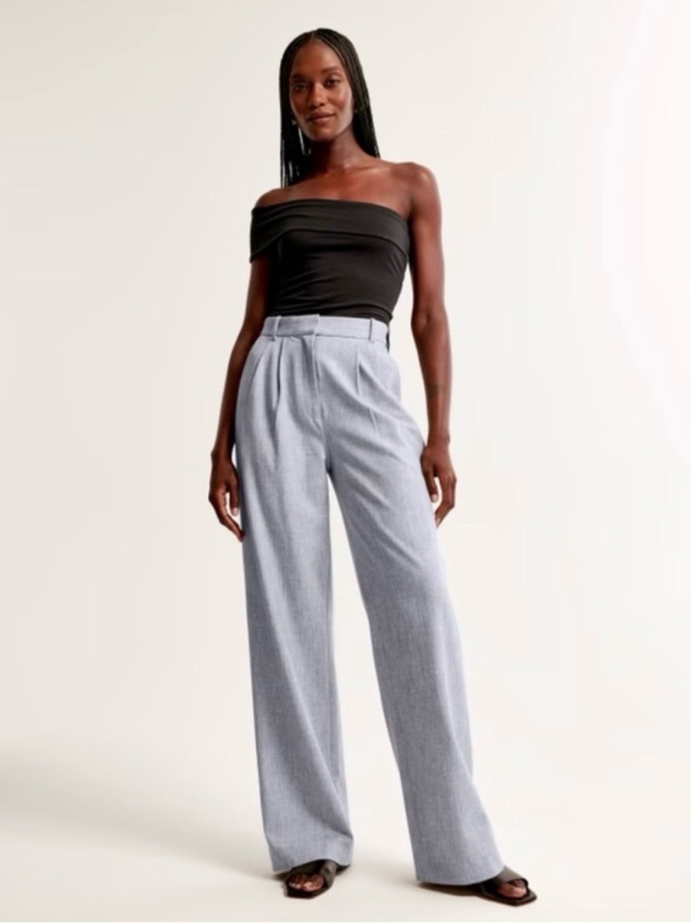 Abercrombie Sloane Tailored Wide-Leg Gray Trousers